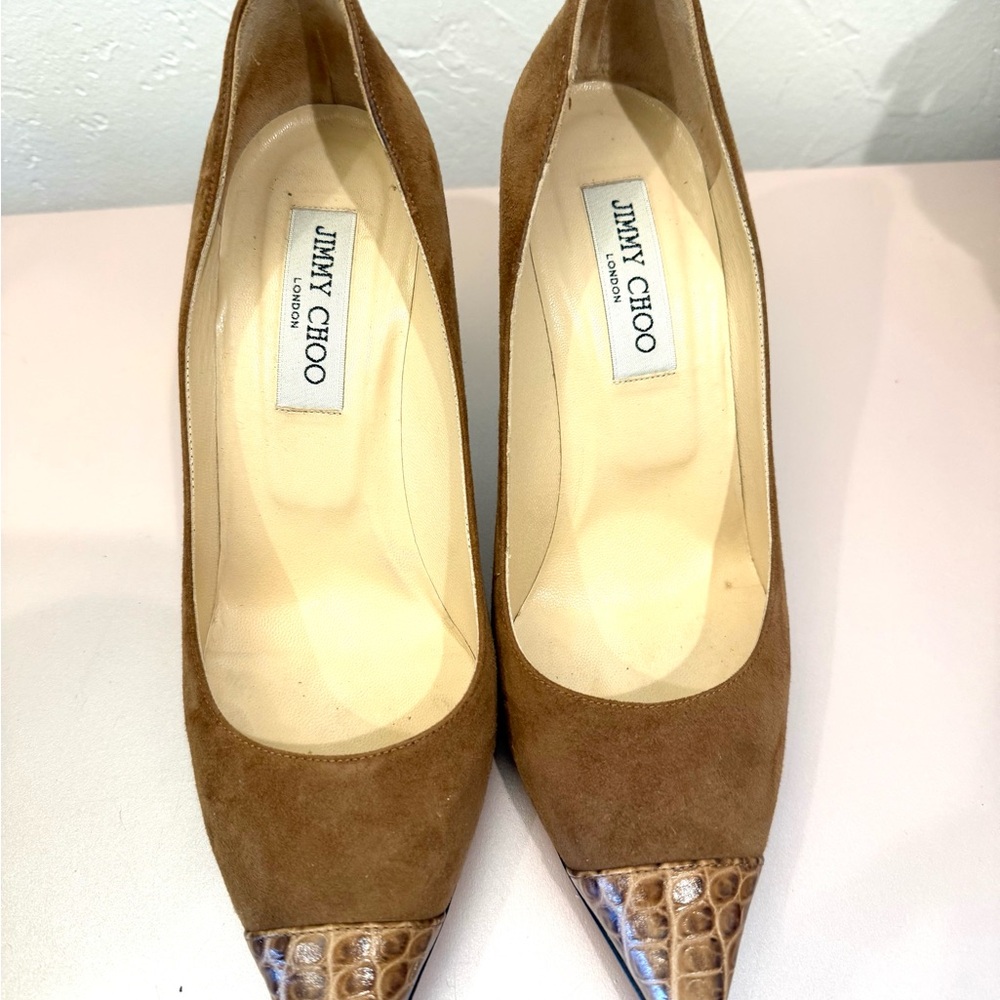 Jimmy Choo Brown Heels with Textured Toe